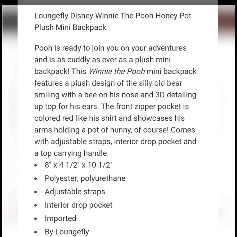Loungefly Winnie the Pooh Fuzzy mini backpack and cardholder
